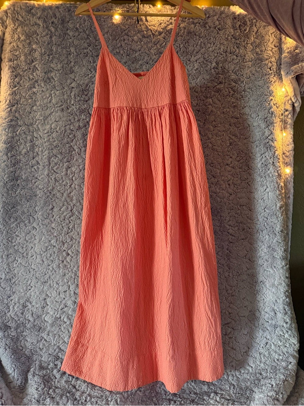 a new day | Coral Krinkle Maxi Dress | S